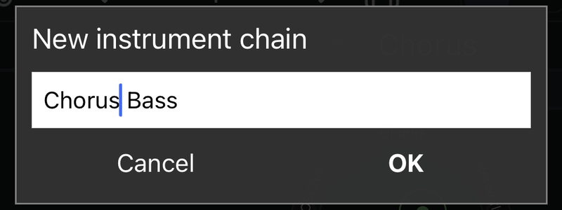 The New instrument chain dialog with the name Chorus Bass