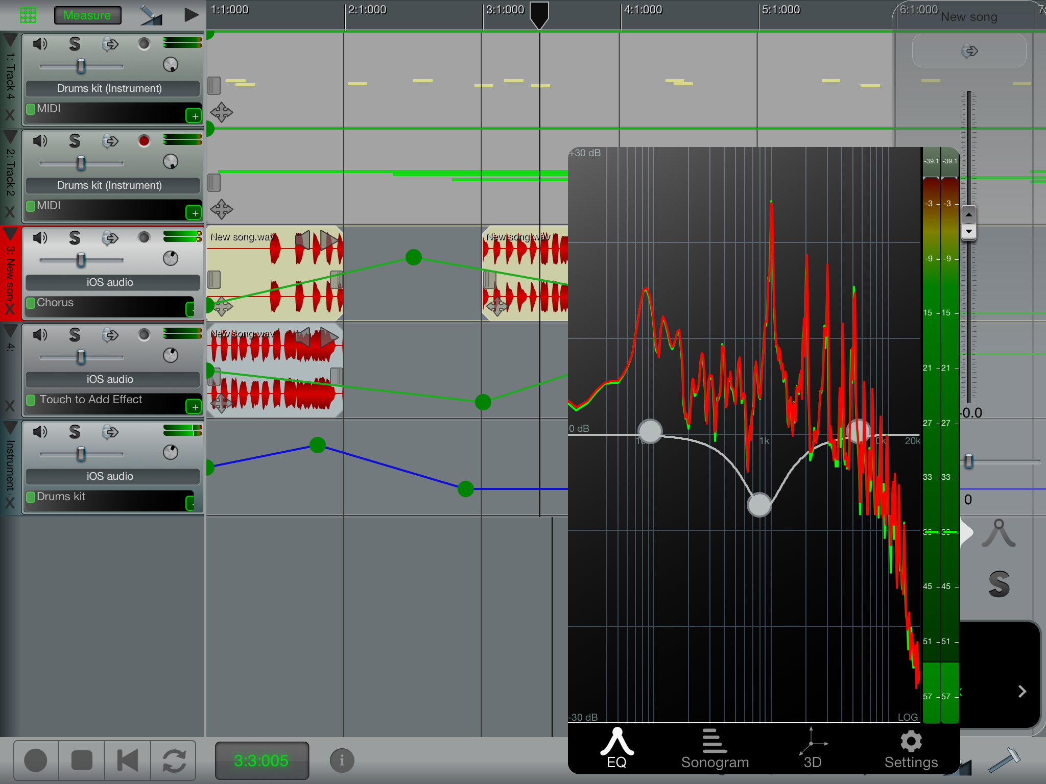 n-Track Studio for iPad screenshot: Eq & Automation